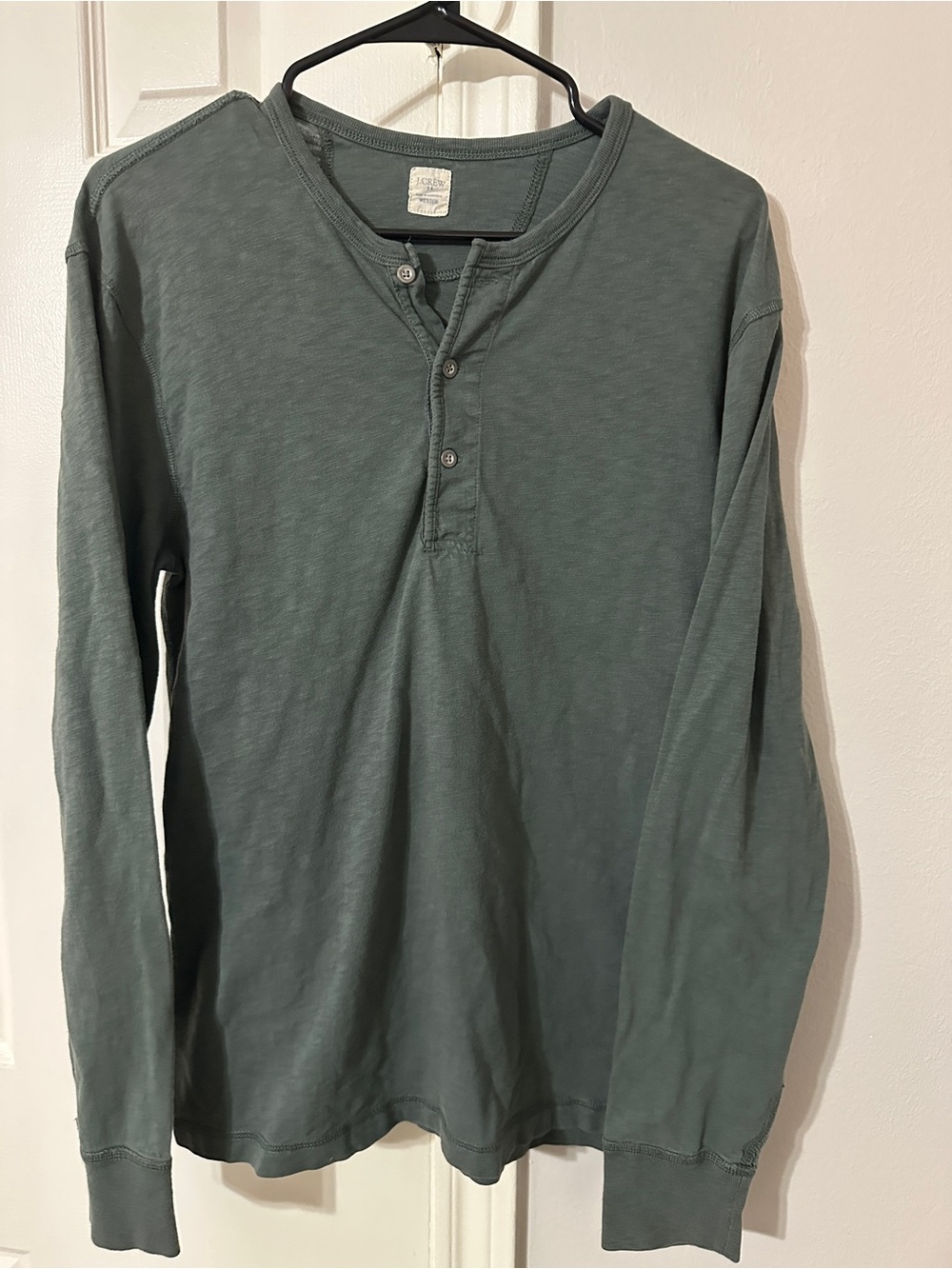 J.Crew Olive Slub Cotton Long Sleeve Henley Shirt Men’s Medium